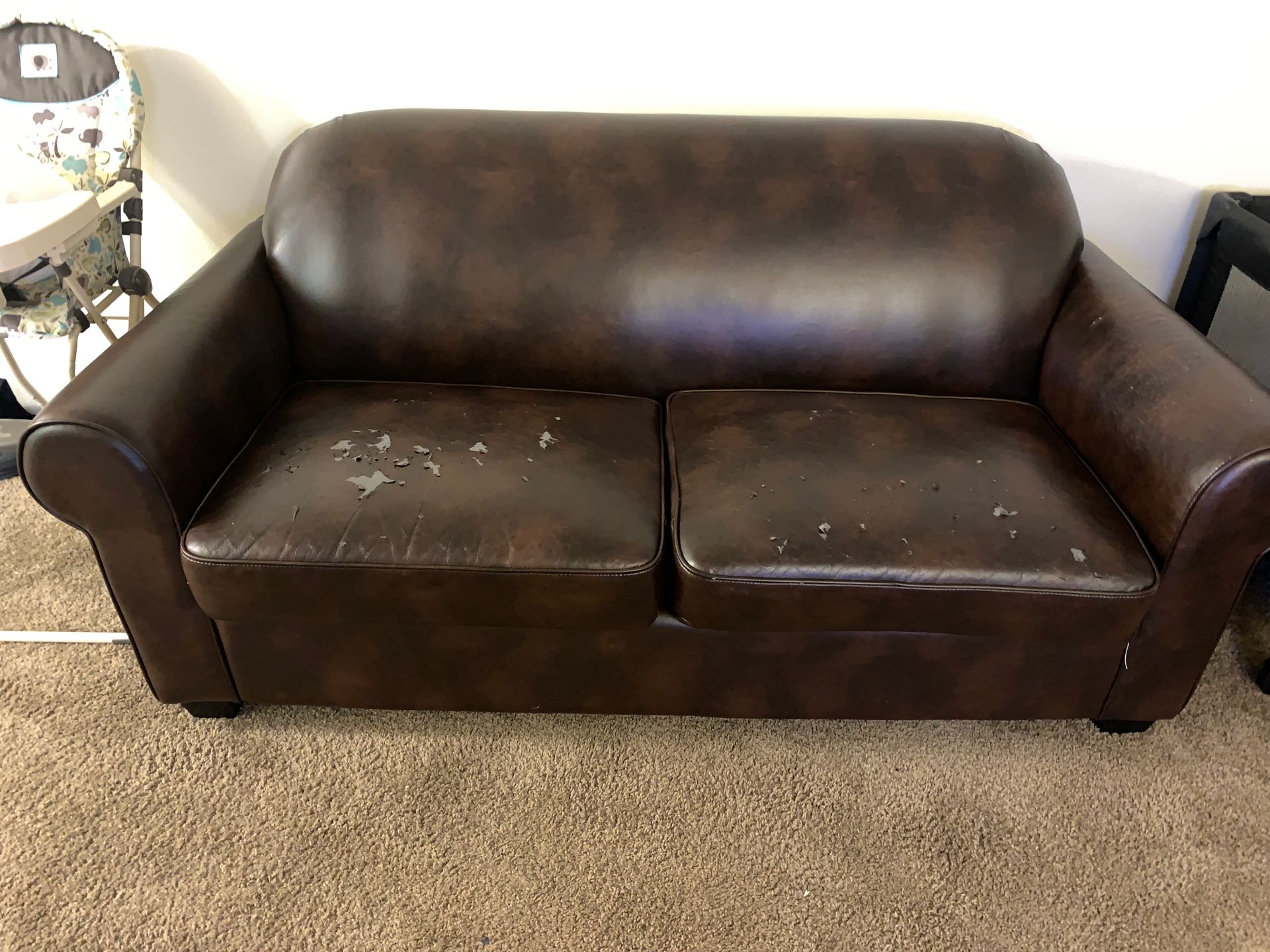 Leather Couch (loveseat), Single Leather Chair