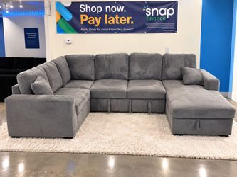 🛋️ Oversized Pull-Out Sleeper Sectional Sofa with Storage & USB Charging – $10 Down