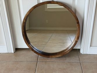 R.K. Exports Round Wood Framed Mirror