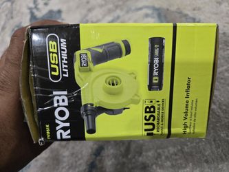 RYOBI USB Lithium Cordless High Volume Inflator Kit with USB Lithium 2.0 Ah Battery and Charging Cable