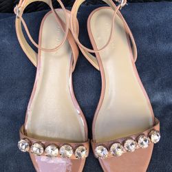 Ann Taylor Patent Leather Flat Sandal Baby Rose Pink Size 7.5