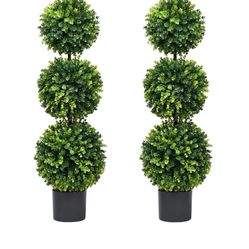 Lvydec 2 Pack Artificial Boxwood Topiary Tree, 3ft Topiary Ball Tree Potted 