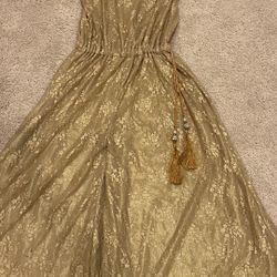 Champagne Color Lace Net Jump Suit 