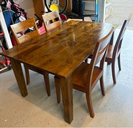 Crate & Barrel Basque 65” Solid Wood Dining Table + 4 Chairs