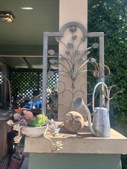 Get off your can and get this; Vtg. Folk Art Aluminum Watering Can w/Obvious Age and Fixed Handle: