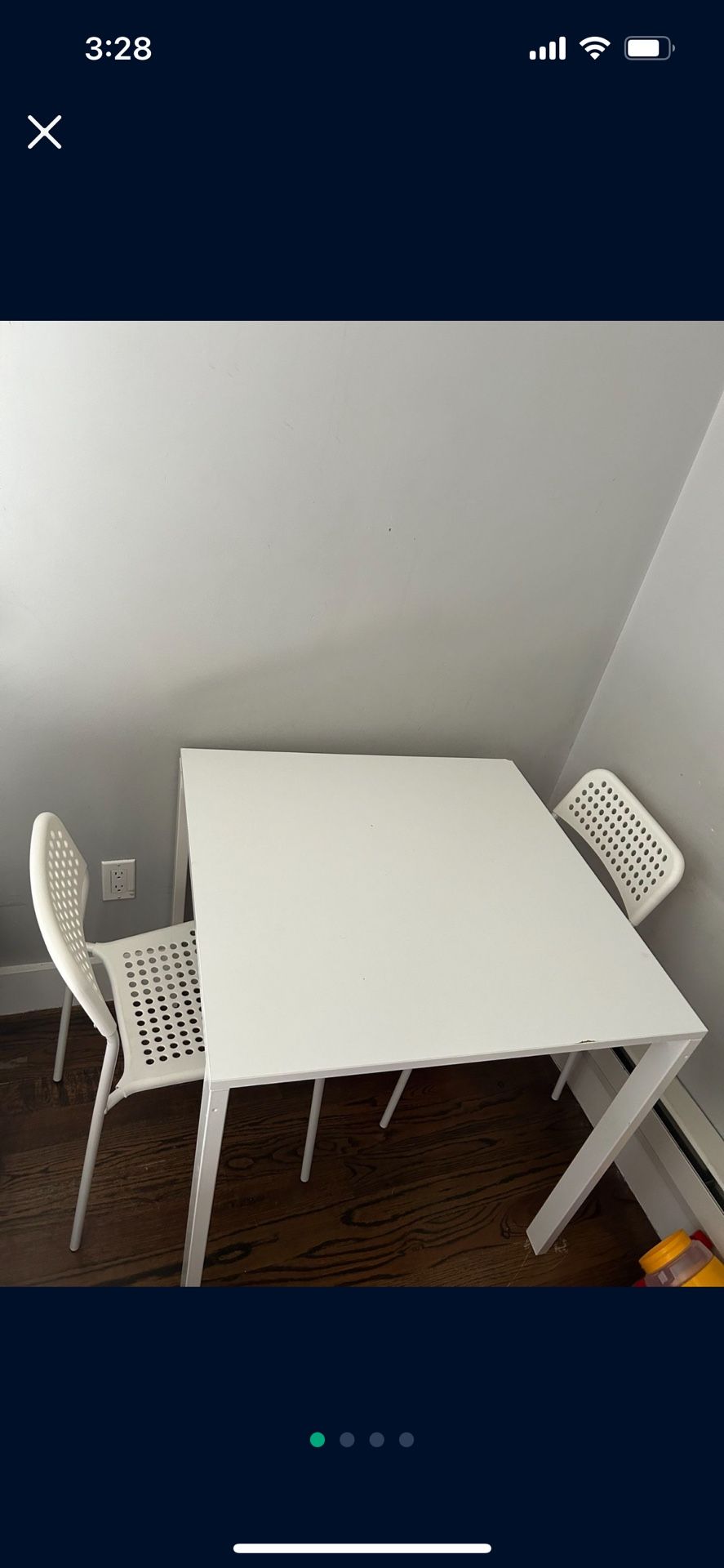 White Table Set With 2 Chairs