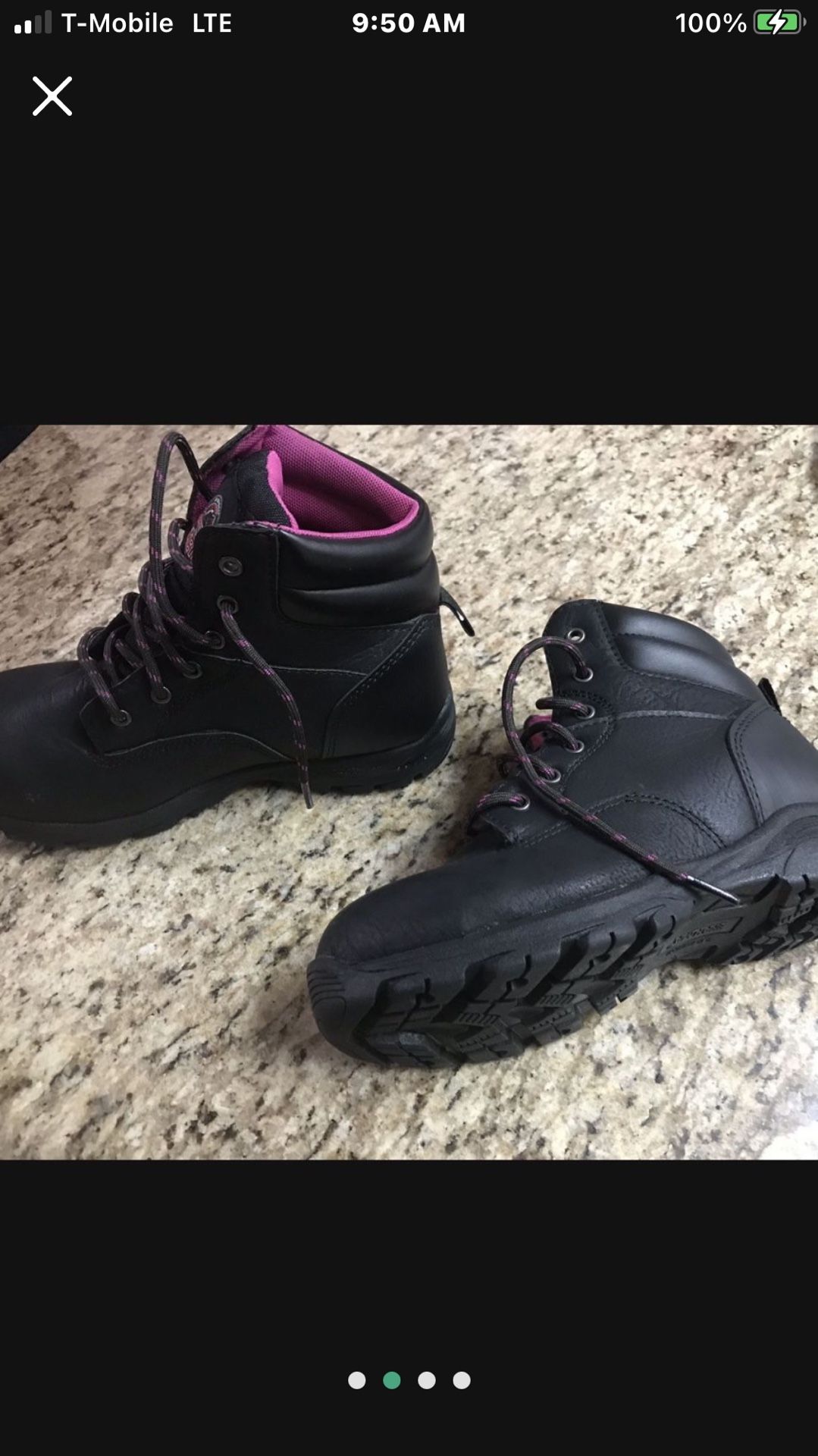 Paid $60 Women’s Steel toe Boots Comfortable Size 6 