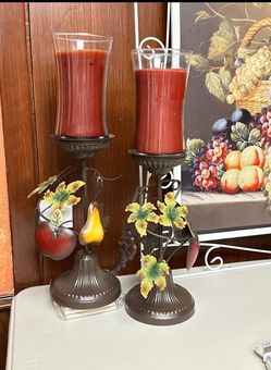 Celebrating Home Metal Fruits & Grapes Candleholder Set