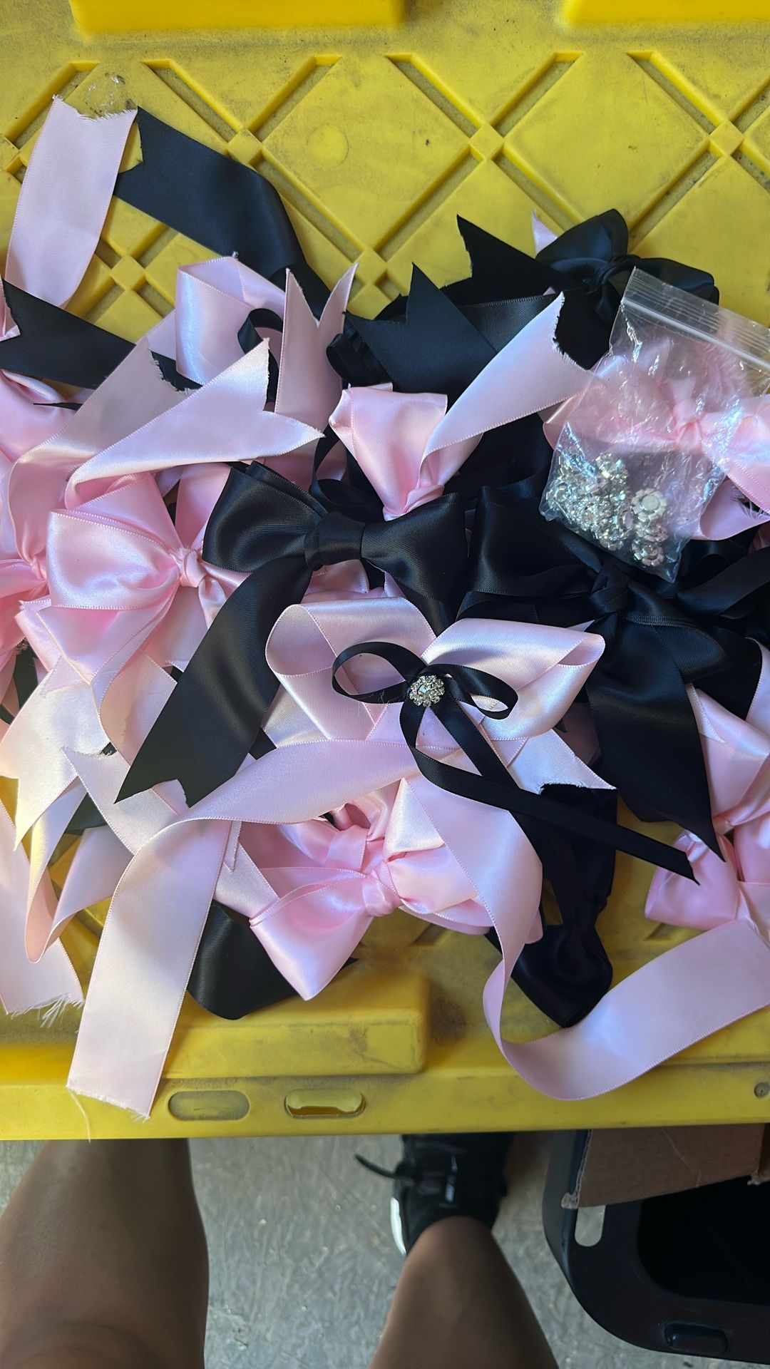 Black & Pink Satin Bows Decorations