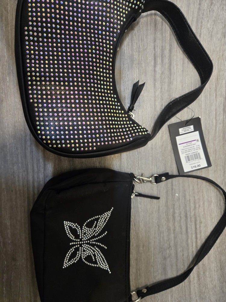 2-Pack NEW Rhinestone Shoulder Bags β Butterfly & Iridescent Bundle