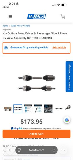 2019-2020 KIA Optima EX CV Axles set