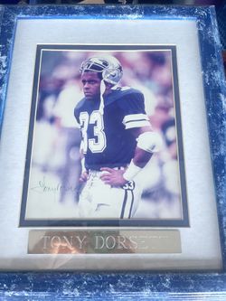 Rare SIGNED/FRAMED TONY DORSETT 8x10 Glossy Photo Celebrity AUTOGRAPH Cowboys