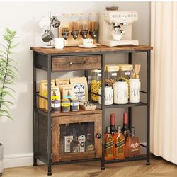 Coffee Bar Cabinet for Home - Farmhouse Coffee Stand Station Multi-Purpose Buffet Sideboard Cabinet with Drawers - Kitchen Bar Table for Livi