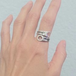 925 Sterling Silver Wrench Cuff Ring Band Gift