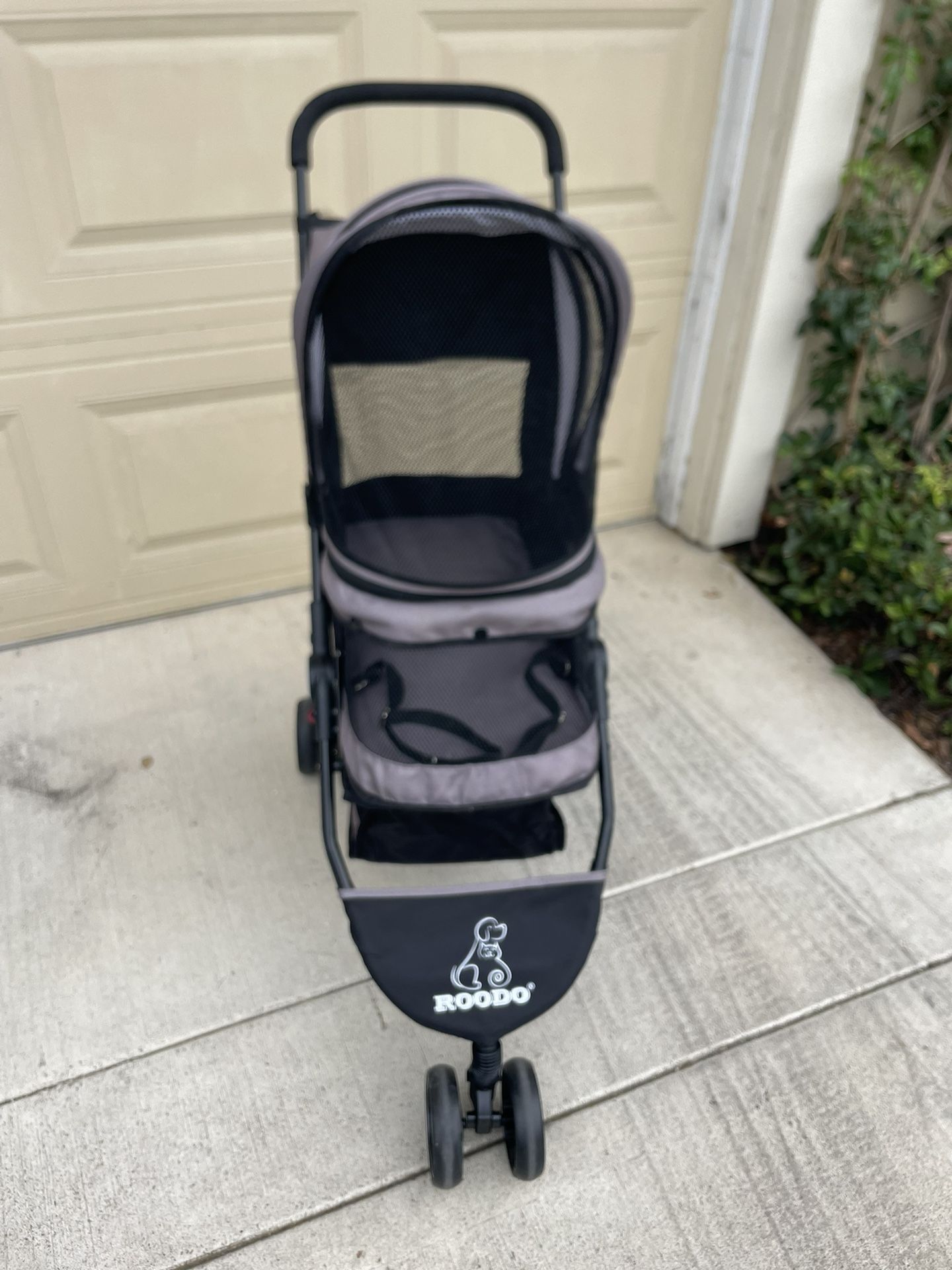 ROODO Escort 3 Wheel Dog Stroller Cat Stroller Pet Stroller for Small Dogs and Cats,with Removable Liner Storage Basket and Cup Holder,Lightweight Pet