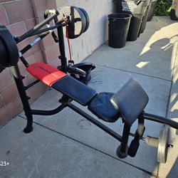 Weight Bench And Lift Bar With Weights