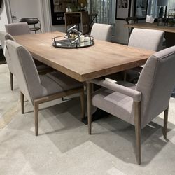 Araxi Dining Table (Brown Wood & Black Metal) 6 chairs