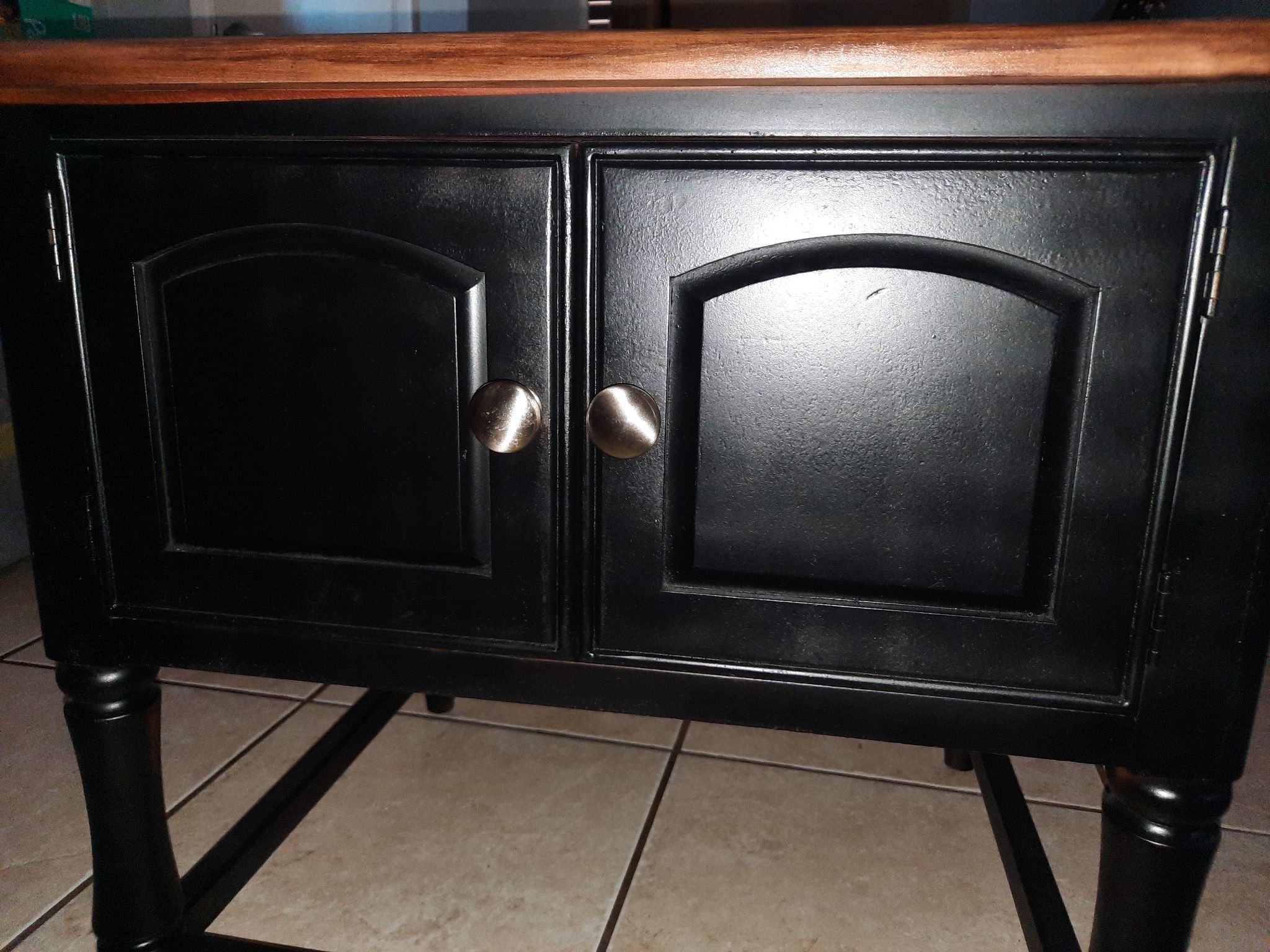 Two-Tone Wood & Black End Table with Storage
