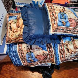 America Indian Design Throw Cover & 3 Pillows