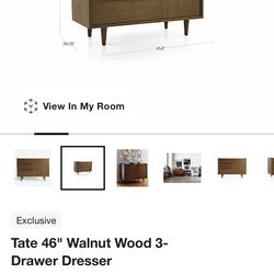 Crate and Barrel Tate 3 Drawer Dresser