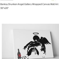Picture On sale- Pingo World (No Banksy Drunken Angel Gallery Wrapped Canvas Wall Art 30"x20"