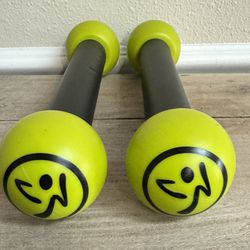 Zumba Toning Sticks Set of 2 Yellow Green Shaker Workout Weights Dumbbells 1 lb just $7 xox 