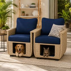 Aphrodite 2-Piece Patio Chair Set – Contemporary Outdoor Seating in Khaki & Black (ATB-2601-340-Khaki-Black)