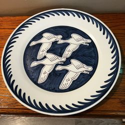 Large Mid Century Snow Geese Platter From Norway