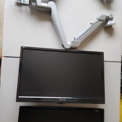 Dual Monitor Mount And Two Monitors