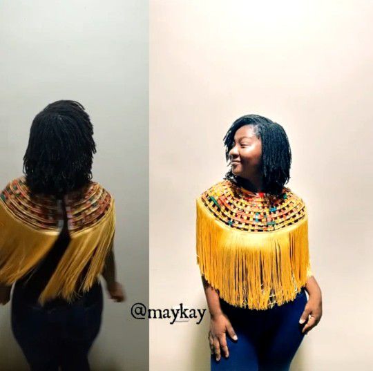 African Print Cape Necklaces With Fringes Down - Special Holiday Sales To Our Cherished Customers With Love