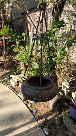 Antique Middle Eastern Beggar’s Bowl Hanging Planter Copper