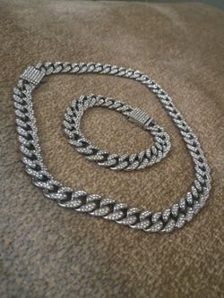 CZ Cuban Chain 18inch & CZ Cuban Bracelet 8Inch