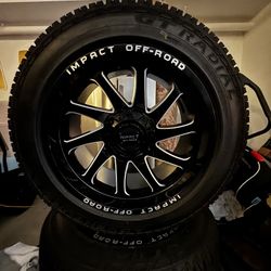 20 Inch Impact Off-road Wheels And Tires Black And Machine 