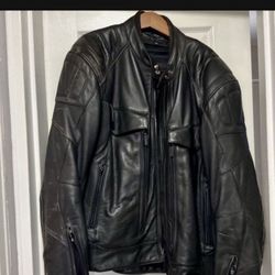 Leather motorcycle jacket, large, heavy leather