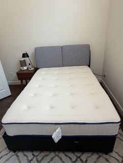 Like-New Full XL Bed Frame & Organic Mattress