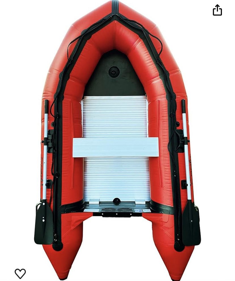 8.8 Ft Inflatable Boat Dinghy Boat with Aluminum Floor and Aluminum Transom, 15HP USCG Rated