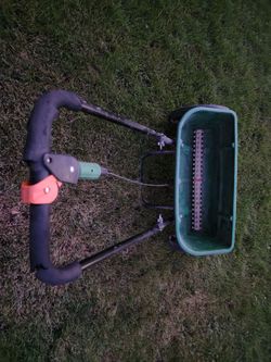 $50 weed wacker, $50 fertilizer spreader, $40 tricycle
