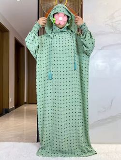 2024 New Ramadan Muslim Two Hats Abaya Dubai Turkey Islam Prayer Clothes