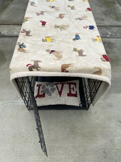 Large Dog Crate Kennel With Blanket & Pillow