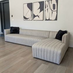 Four Hands Augustine Gray 2 Piece Sectional Sofa - Like New - Delivery Available