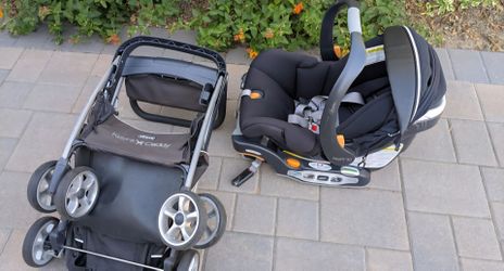 2 In 1 Travel System Dual Ride Chicco Key Fit 30 Car Seat Plus Base And Caddy Frame Stroller