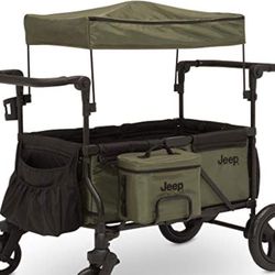 The Jeep Deluxe Wrangler Stroller Wagon with Cooler Bag and Parent Organizer by Delta Children