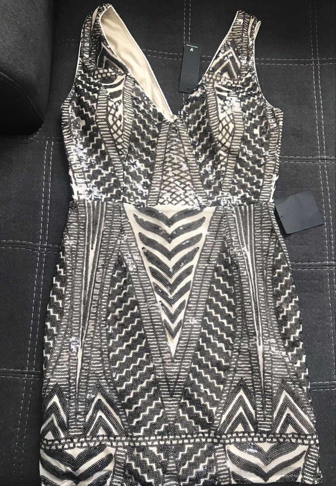 Black and Nude Sequin Bodycon Dress