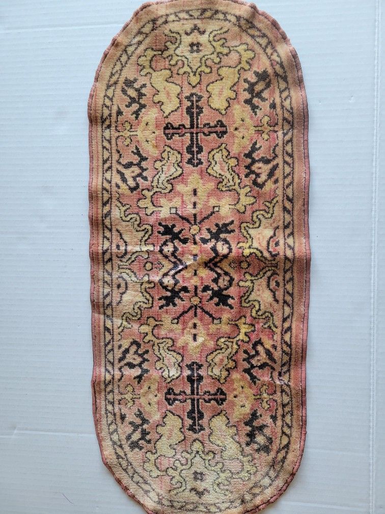 Antique Miniature Oval Hand Woven Rug 10" x 23" Small