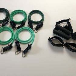 NEW Hypoallergenic Home Gym Resistance Bands Indoor Fitness Set (Stackable 150 lbs set) 