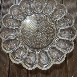 Indiana Glass Hobnail Clear 11 1/4" Relish Egg Deviled Plate.  
