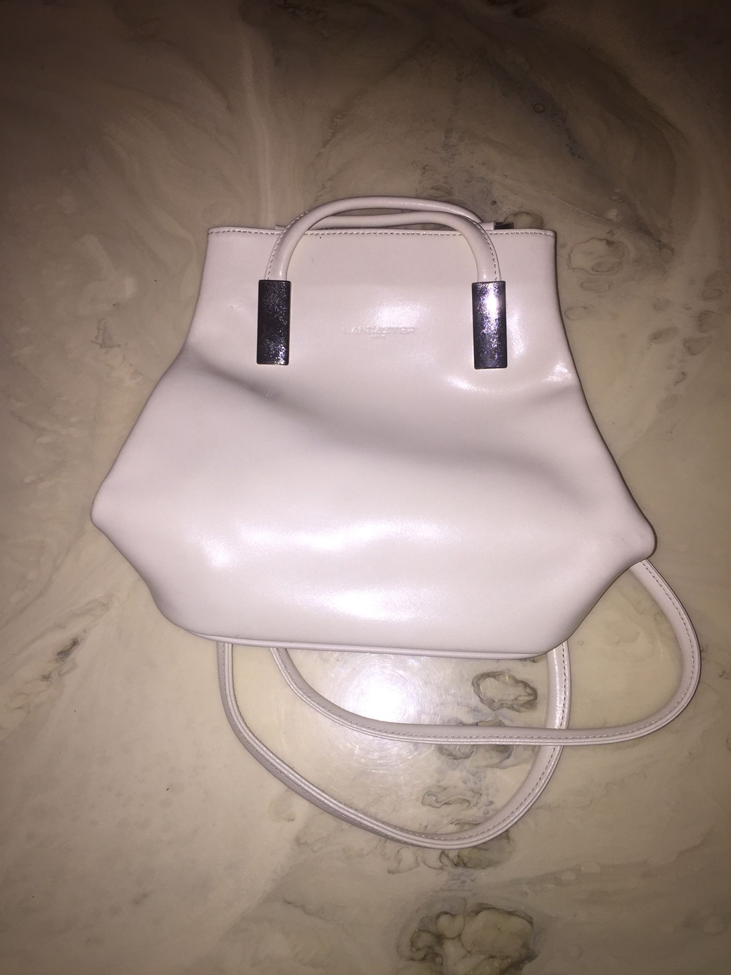 Lancaster leather white backpack purse