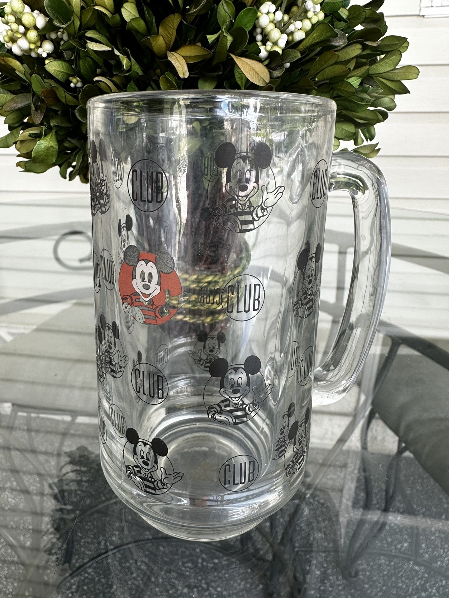 Vintage Mickey Mouse Club Logo 12oz. Tall Glass Mug.