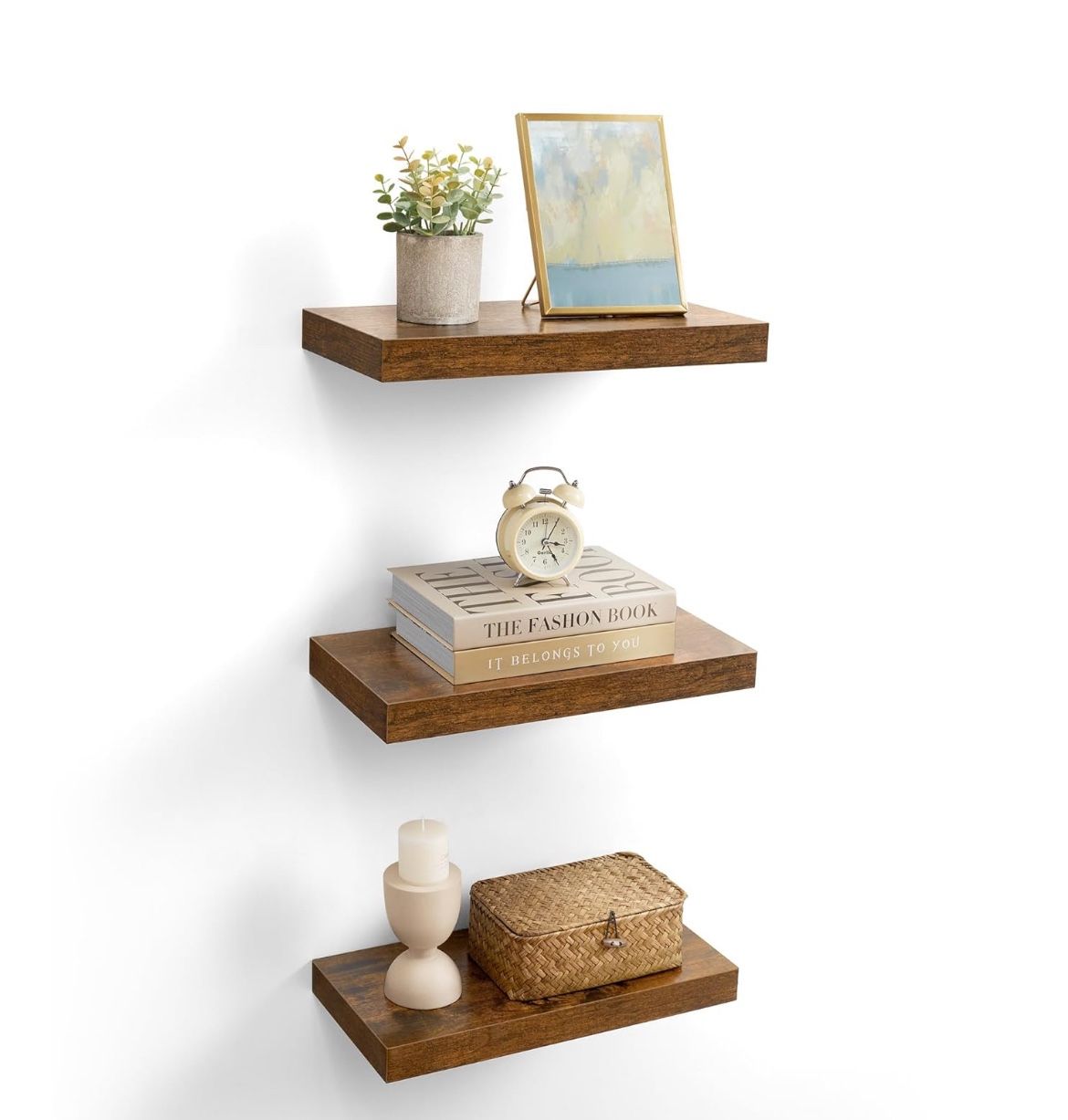 VASAGLE Floating Shelves Wall Mounted Set of 3 - Brown