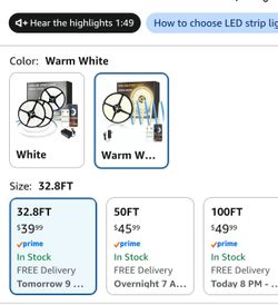 COB Led strip lights 3000k 32.8'